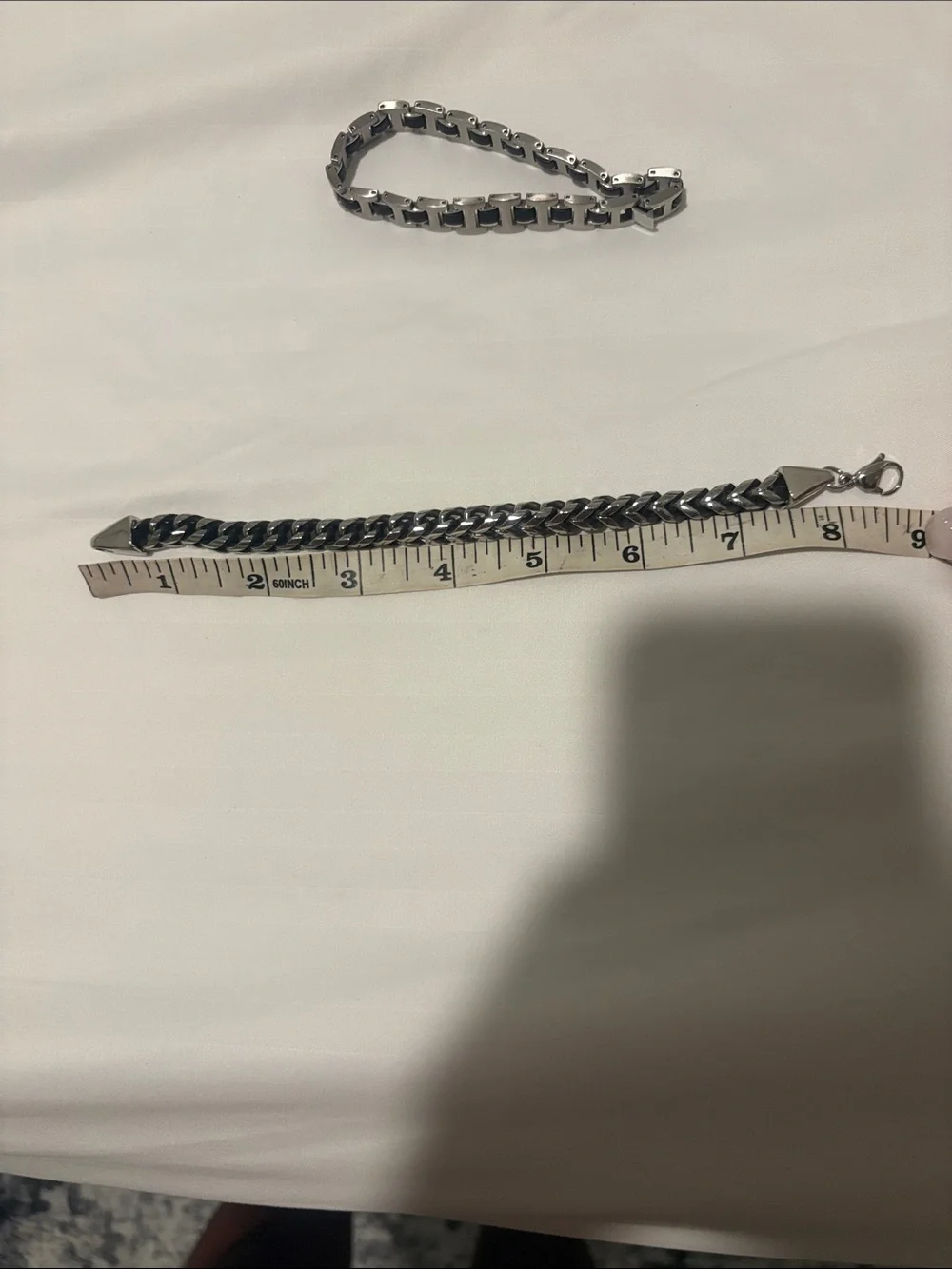 Men's Silver and Black Chain Bracelet Set - Sleek Stainless Style